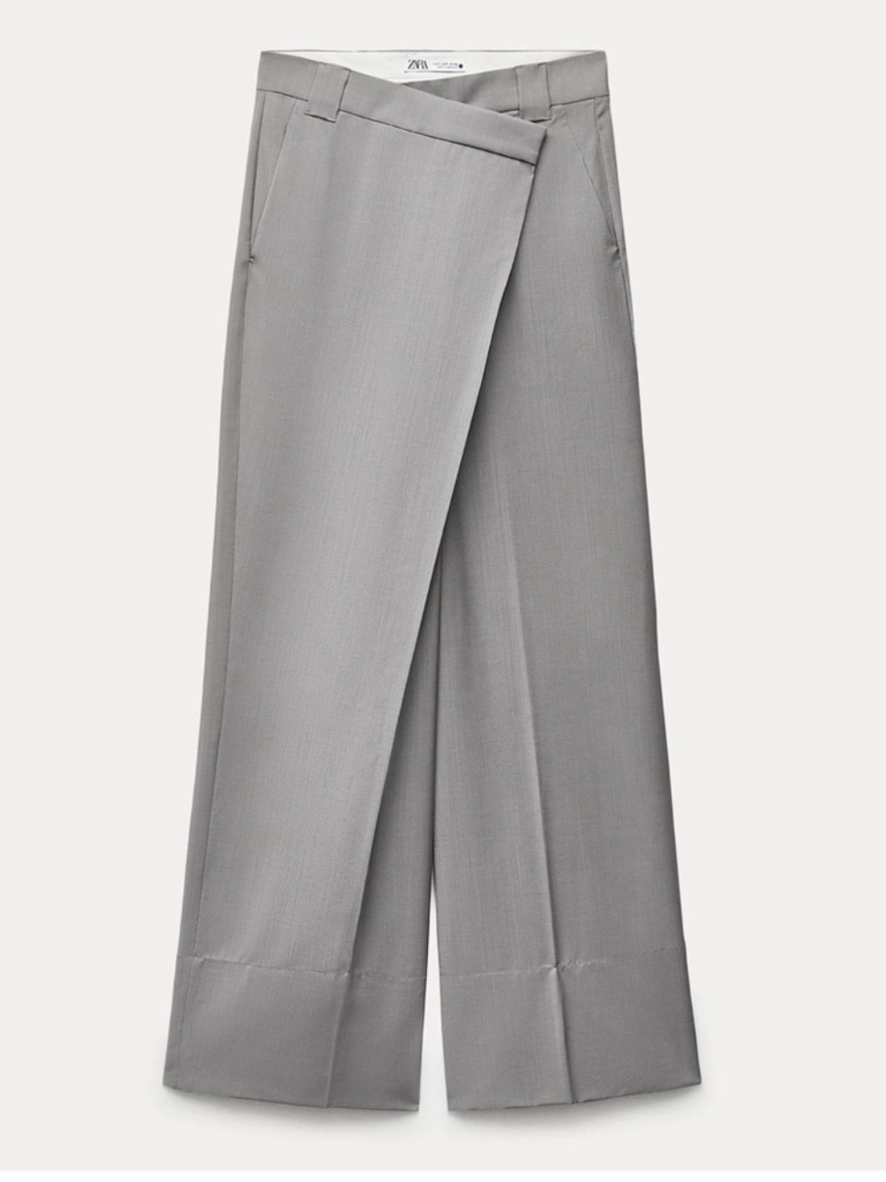 NWOT Zara Wool Ultra-High Waist Wrap-Over Front Wide Leg Trousers ZW Collection